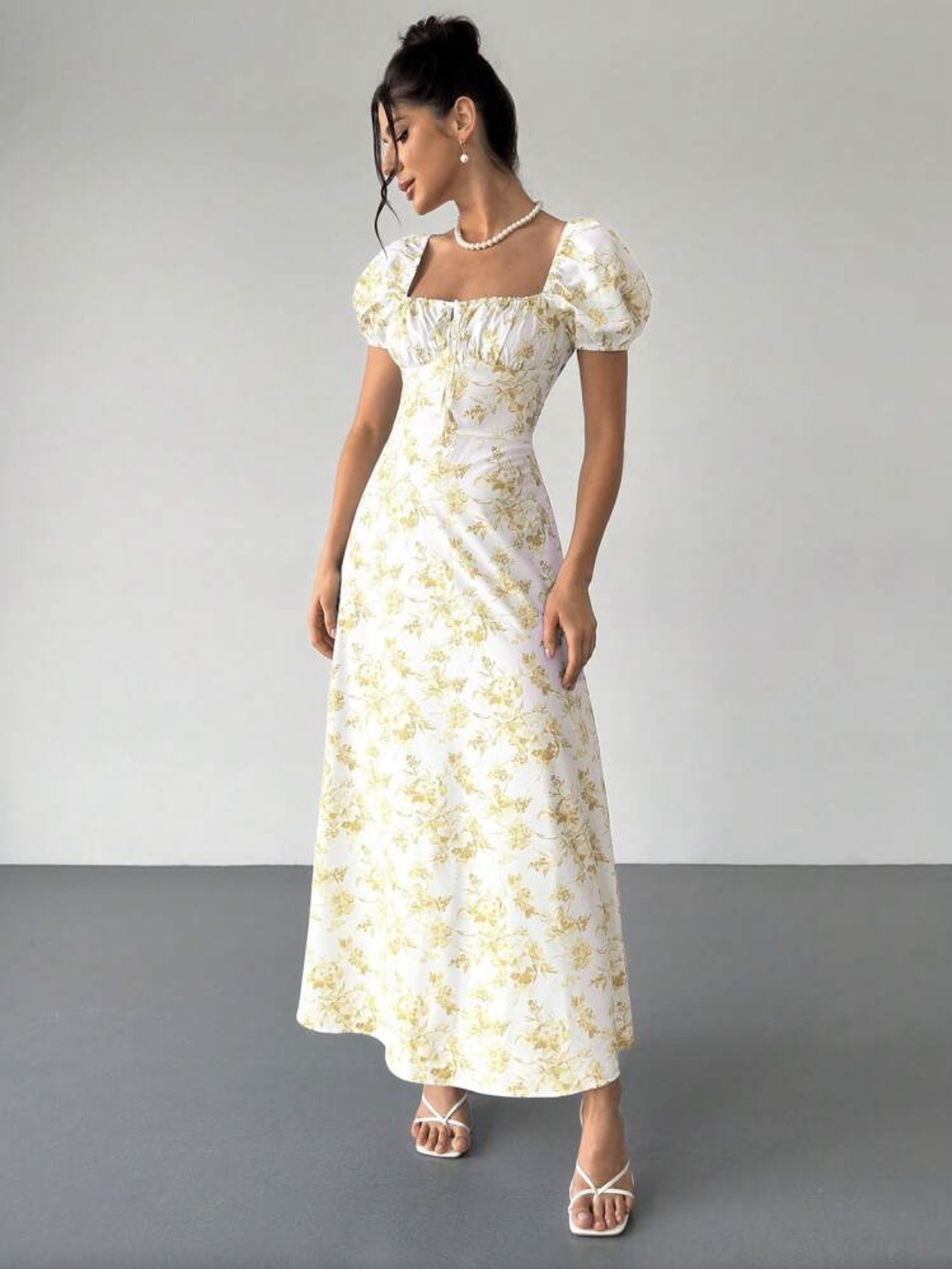 Women's Floral Print Short Sleeve Bodycon Flared Maxi Dress – Slim Fit Casual Summer Gown_ecoleips.com