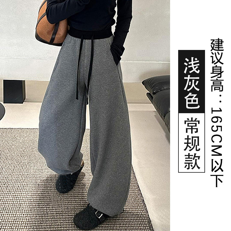 藏青弯刀运动裤女2025新款春秋款慵懒风香蕉裤卫裤高腰宽松阔腿裤|undefined