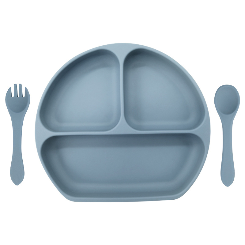 그레이 블루 (웃는 얼굴 플레이트 실리콘 포크 스푼 380g)