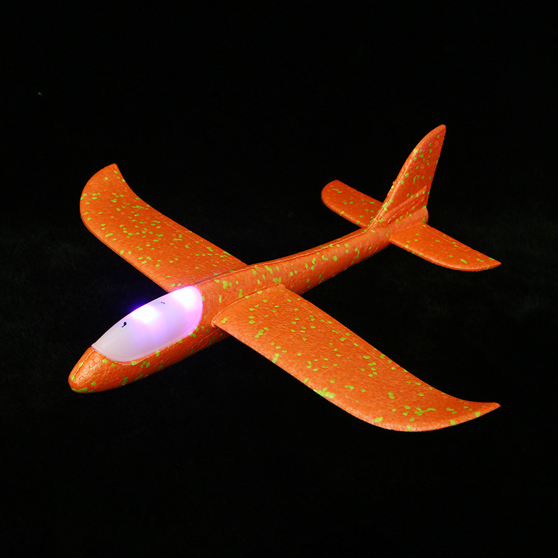 Avión de espuma de lanzamiento manual luminoso LED, planeador de maniobra acrobática, avión de espuma de juguete para niños, grande 48cm