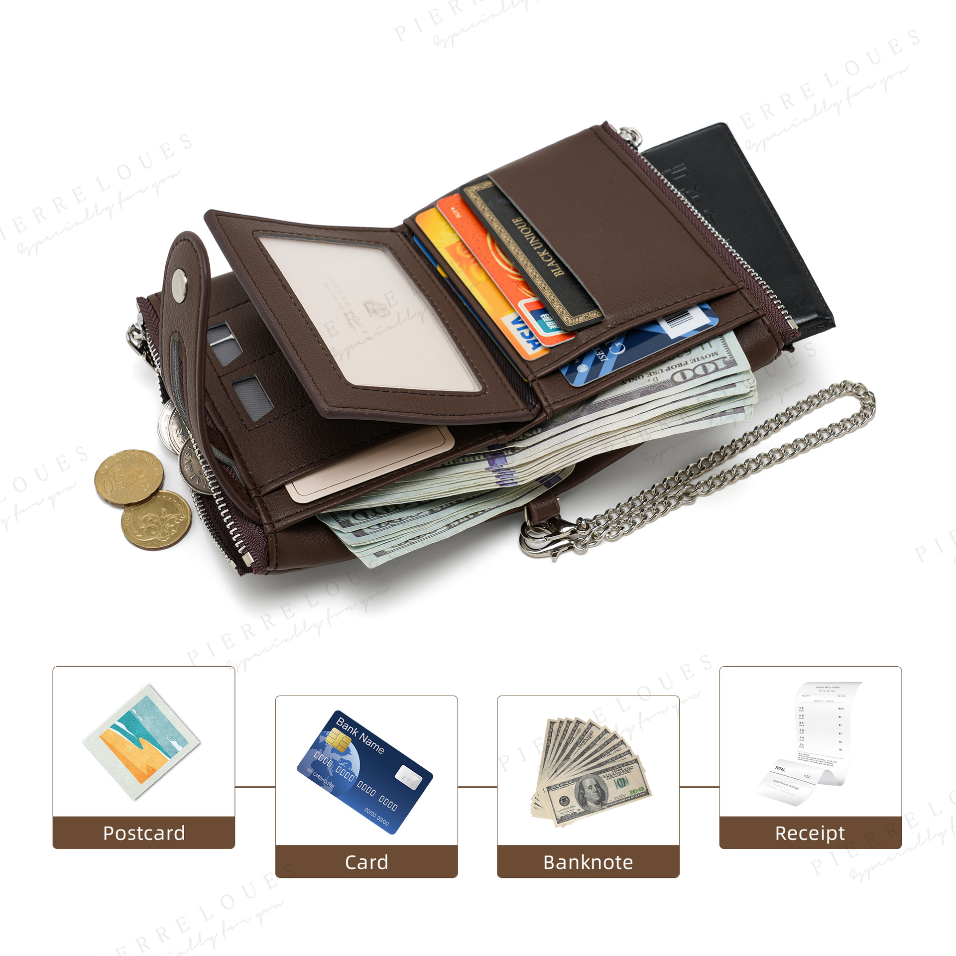 크로스보더 대박 고급감 여성 지갑 wallet 다중 카드 위치 분실 방지 체인 지