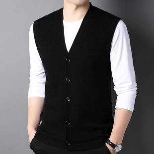 Suit Vest Men's Spring New Slim-fit Large Size Outer Wearable Wool Vest Casual Solid Color Best Man Business Wear