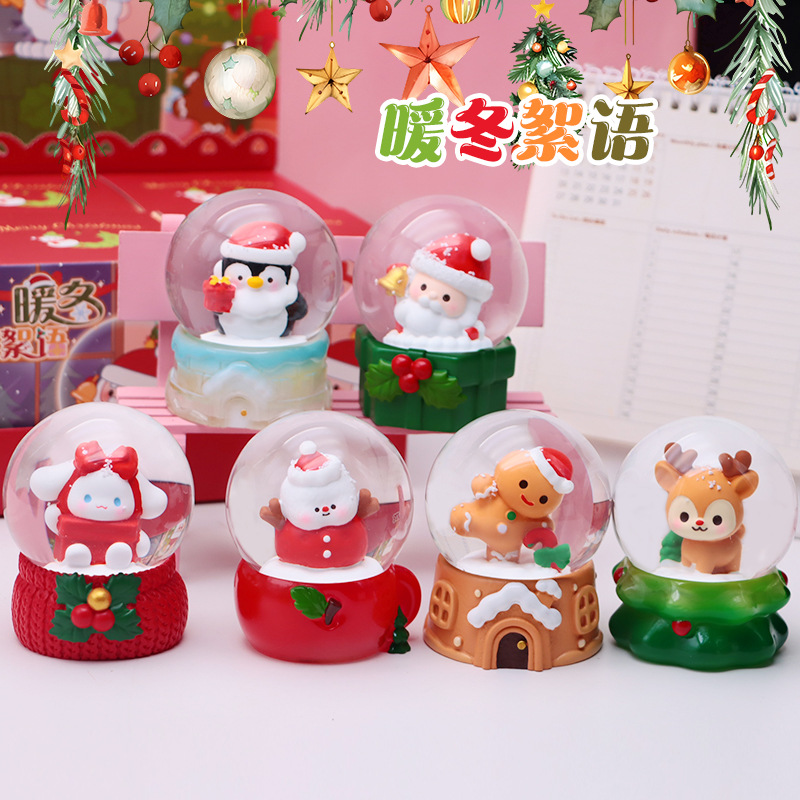 Warm Winter Whispers Christmas Crystal Ball Blind Box Luminous Christmas Gift Desktop Decoration Ornaments Small Gifts for Children