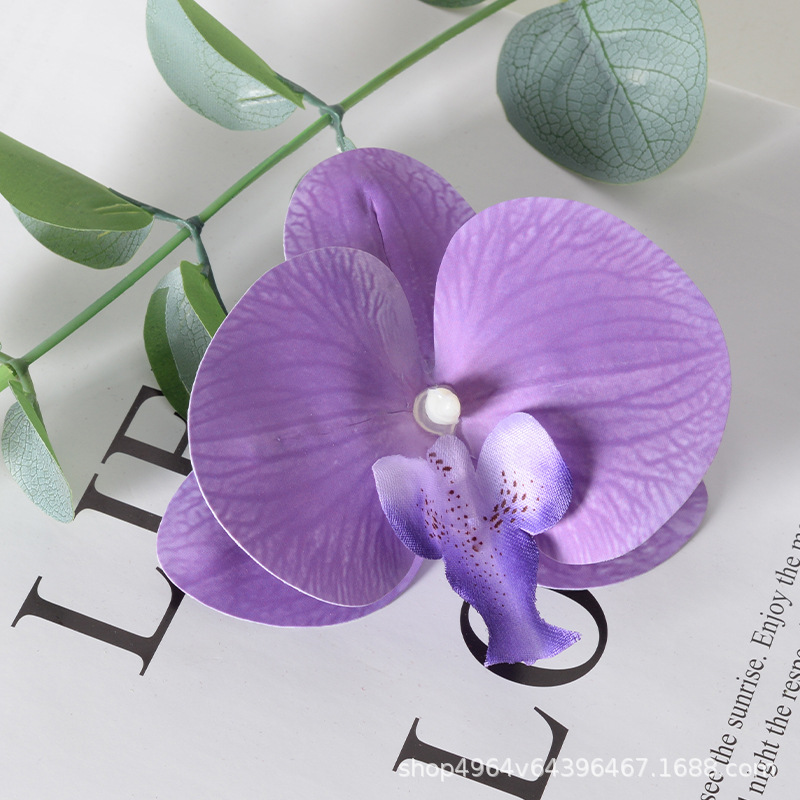 Película blanca Phalaenopsis flor cabeza pétalo simulación flor accesorios tocado horquilla diy flor decorativa de boda hecha a mano