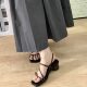 Thick Heel Black French Style Strap Sandals Fairy Shoes 2024 New Summer Matching Skirt All-match Roman Shoes