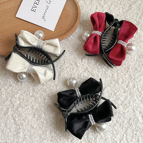  New French Style Gentle Bow Autumn and Winter Ball Head Clip Internet Celebrity Hair Clip Female Back of Head Hair Clip Wholesale