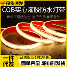 ip68灌胶水下COB灯带自粘led户外防水泡水24V泳池庭院台阶软灯条