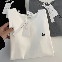 十三行2025春夏R * S家アルファベット刺繍両面綿弾力正肩巨顕痩せ半袖tシャツ女