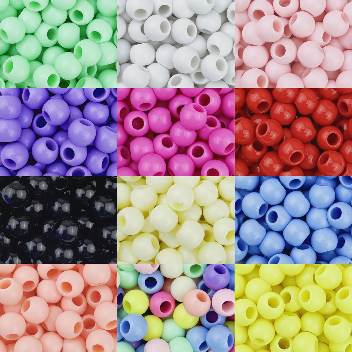 10-16mm Acrylic Large Hole Round Beads Loose Beads Beading Handmade Materials Round Beads Bracelet DIY Jewelry Accessories