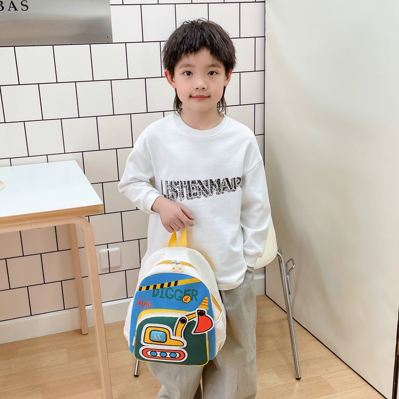 Kindergarten bebé mochila escolar dibujos animados lindo excavadora niños y niñas mochila 2025 nuevo bolso para niños de comercio exterior