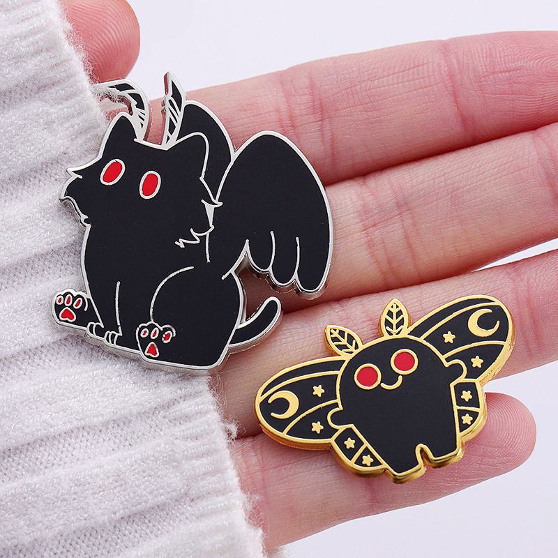 Cross-border new animal badge cartoon butterfly shape brooch personality creative black cat enamel metal badge