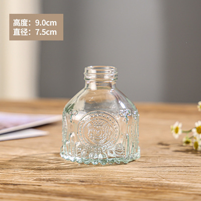 Retro repujado mini florero transparente hidropónico flor arreglo florero de cristal salón aromaterapia botella adornos Decoración