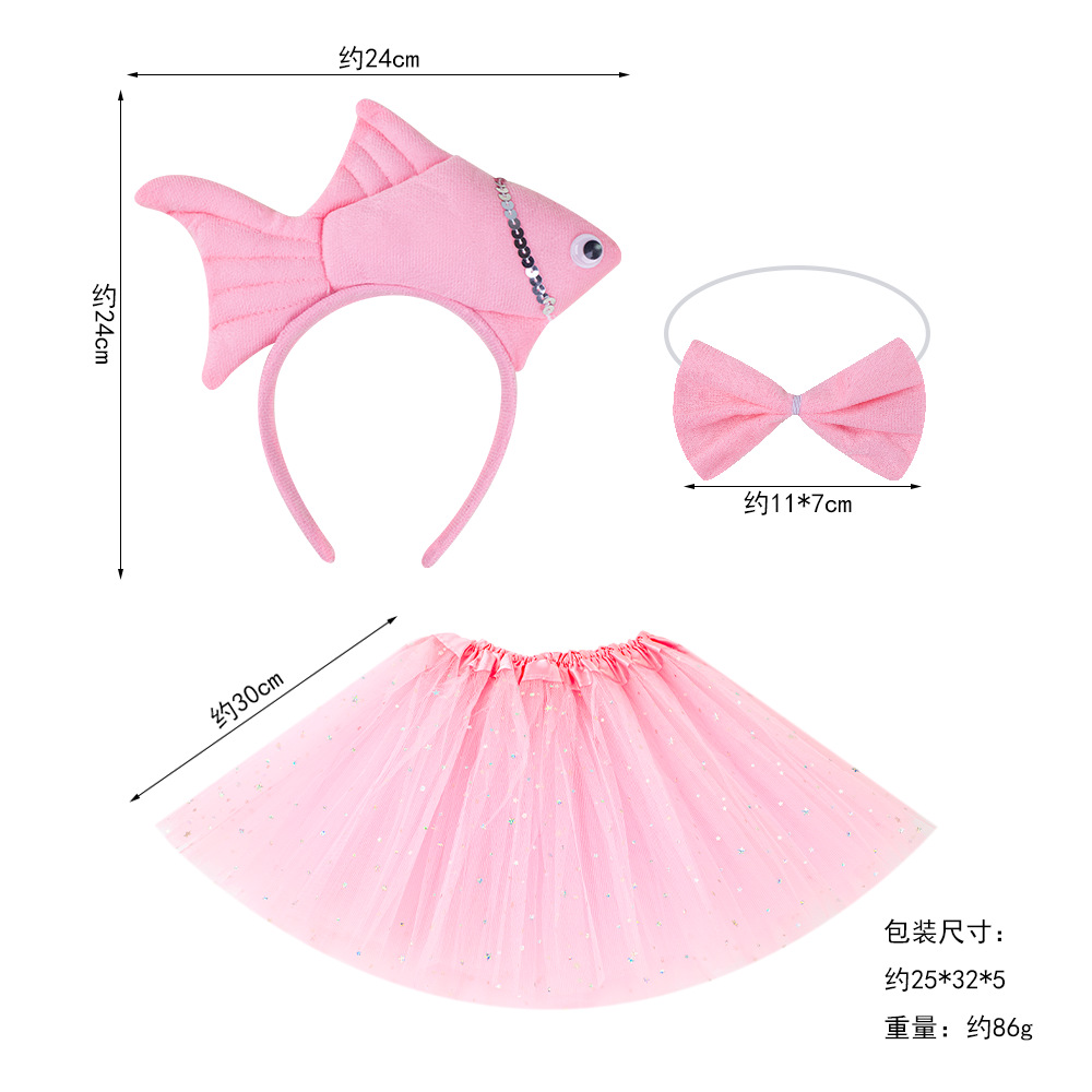 Wansheng rendimiento de la etapa tocado suministros de juego de Navidad peces animales diadema Vida Marina Goldfish diadema