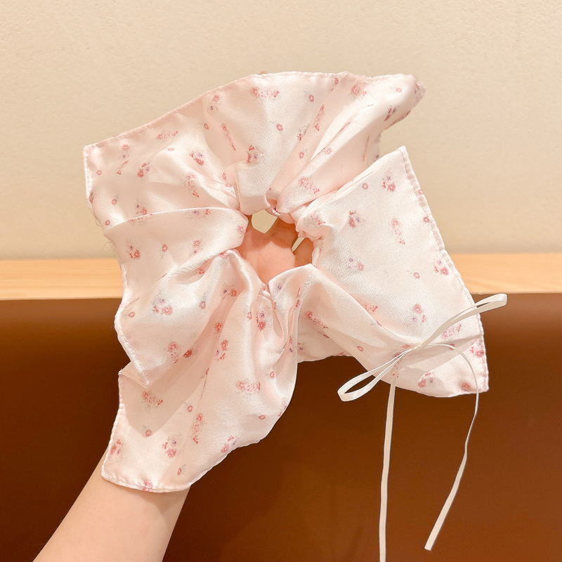 Mori dulce toallas cuadradas anillo de cabello primavera y verano arco de color cuerda de cabeza de flores trituradas mujeres 2025 nueva cuerda de cabello intestino grande