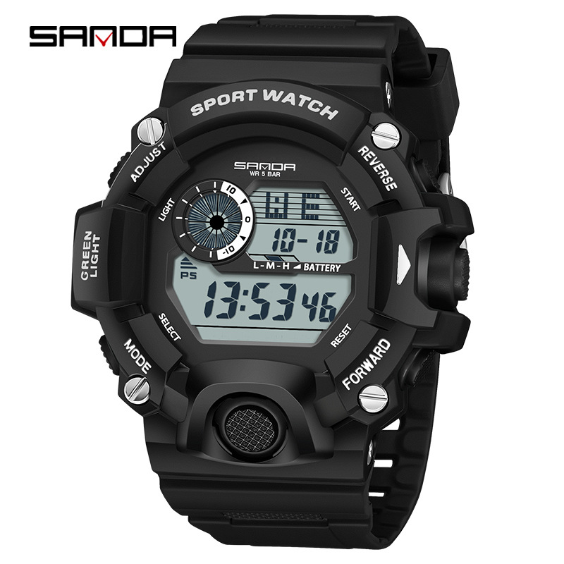 Sanda reloj electrónico de moda monoplaza multifunción reloj de estudiantes de secundaria impermeable reloj despertador reloj de deporte de luz nocturna