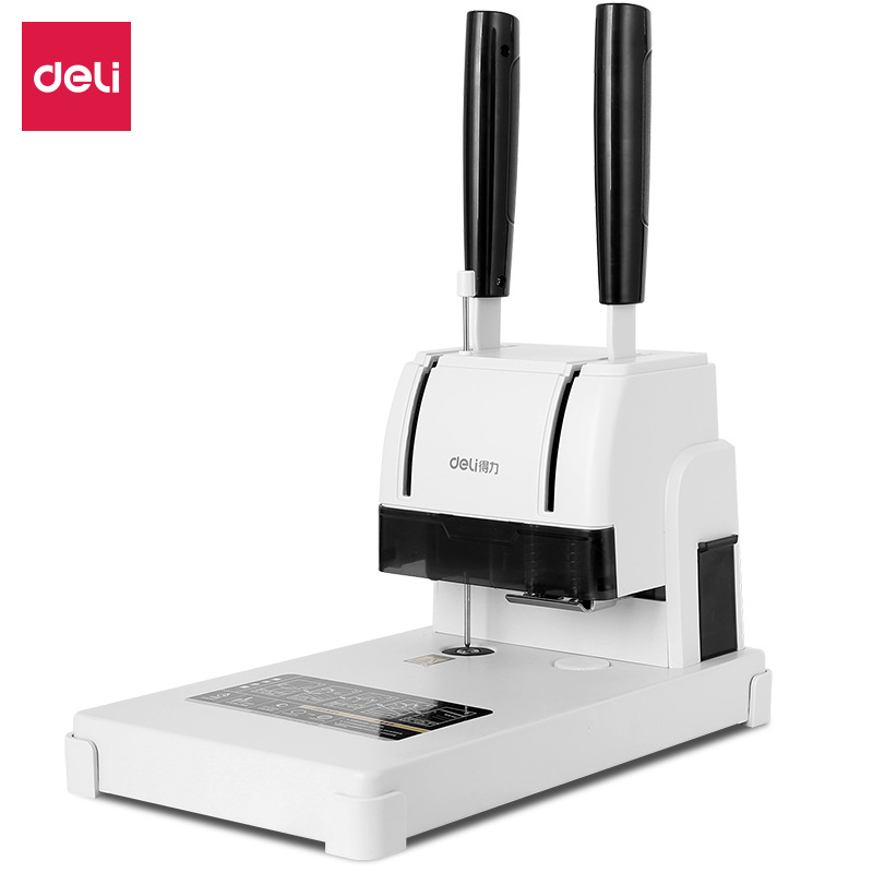 得力 装订机财务  热熔铆管打孔机 3888手动装订 可装订30mm