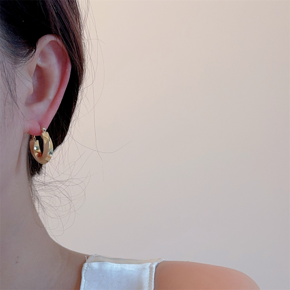 1 Pair Casual Modern Style Geometric Plating Copper Hoop Earrings display picture 2