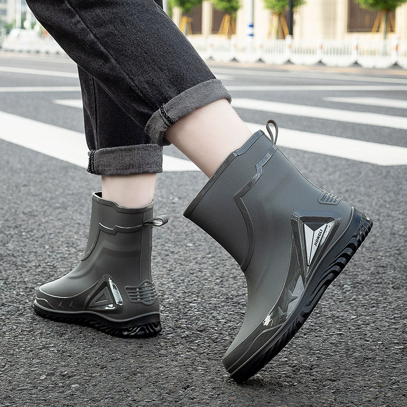 Резиновые сапоги, Мужская модная повседневная непромокаемая обувь, Нескользящие резиновые сапоги средней длины, износостойкая резиновая обувь, рыболовная Автомойка, кухонная Рабочая обувь