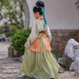 汉服女童宋制对襟衫中国风古装儿童古风摄影唐装宝宝套装春秋新款