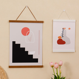 Magnetic hanging picture clip creative fun small couplet magnet cross-border poster photo frame wall display wooden photo frame