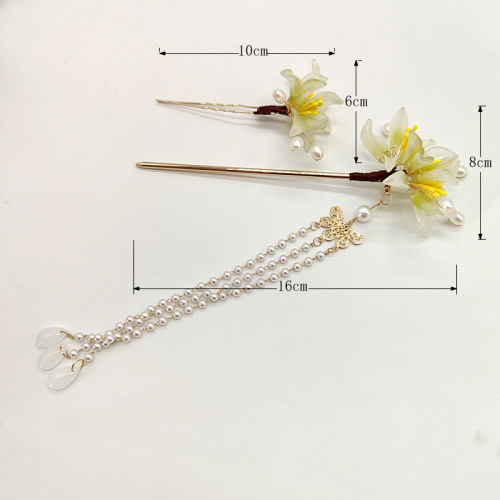 Red love fang ancientry tire coloured glaze flower hairpin of step wave tassel fairy beautiful orchids hanfu costume deserve to act the role of new hair