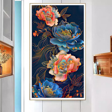 国朝插画牡丹新品十字绣2025年新款客厅小件玄关卧室花开富贵刺绣