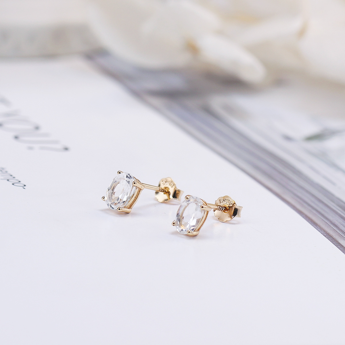 Daily Occasion 1 Pair Silver Crystal 925 Sterling Silver Earrings Geometric Small Stud Earrings