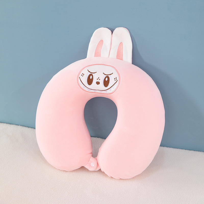Almohada en forma de U de espuma viscoelástica para viaje - Diseño de dibujos animados, para columna cervical,神器 de siesta de oficina, portátil para adultos y uso en automóvil