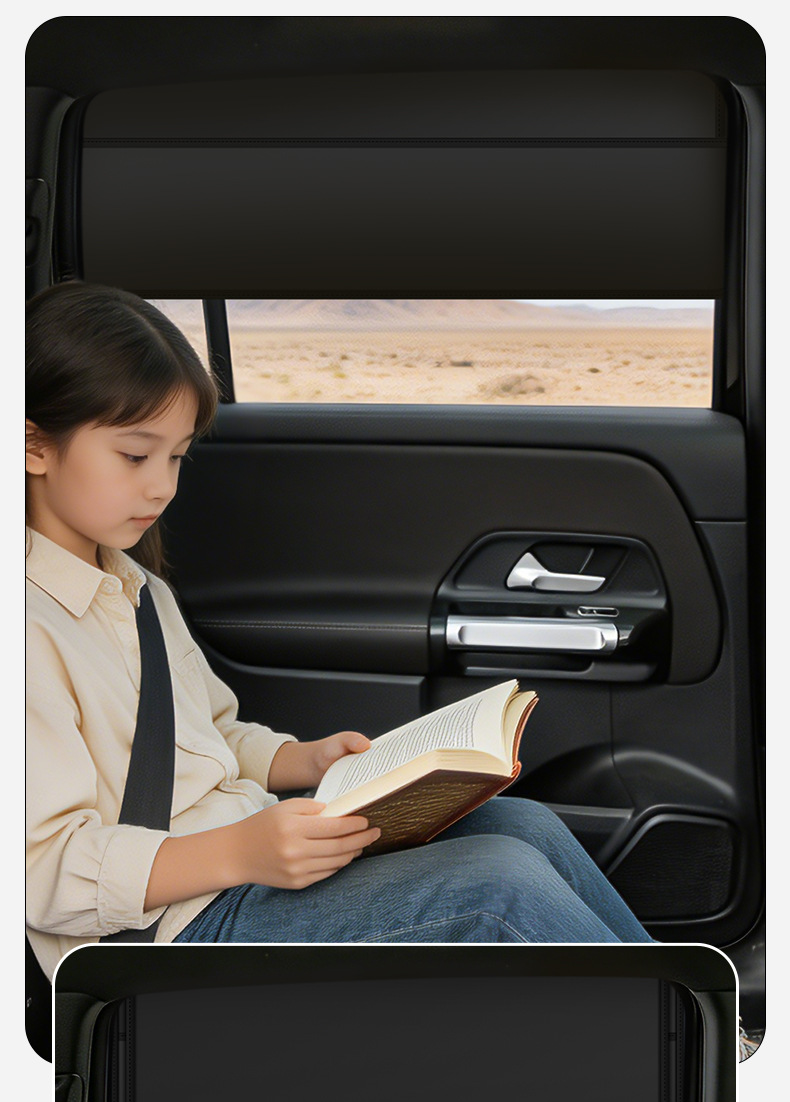 Dual-Purpose Magnetic Car Sunshade Curtain, Sun-Blocking and Light-Transmitting, Magnetic Black Adhesive Tape Car Window Curtain