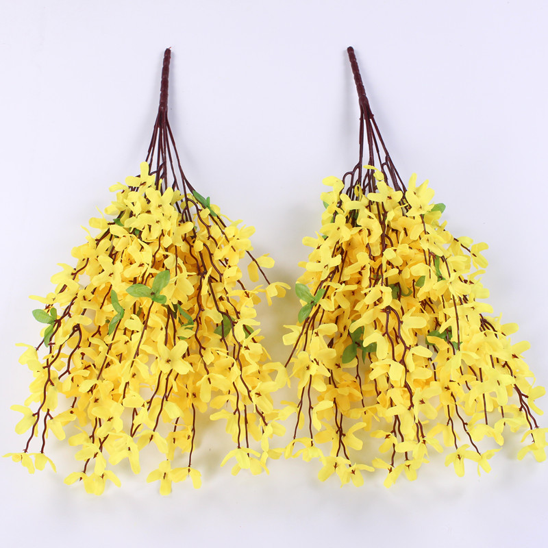 Simulated Yellow 7-Pronged Spring Wedding Photography Decoration Fake Flowers Wedding Hall Scene Arrangement Flower Materials Wholesale
