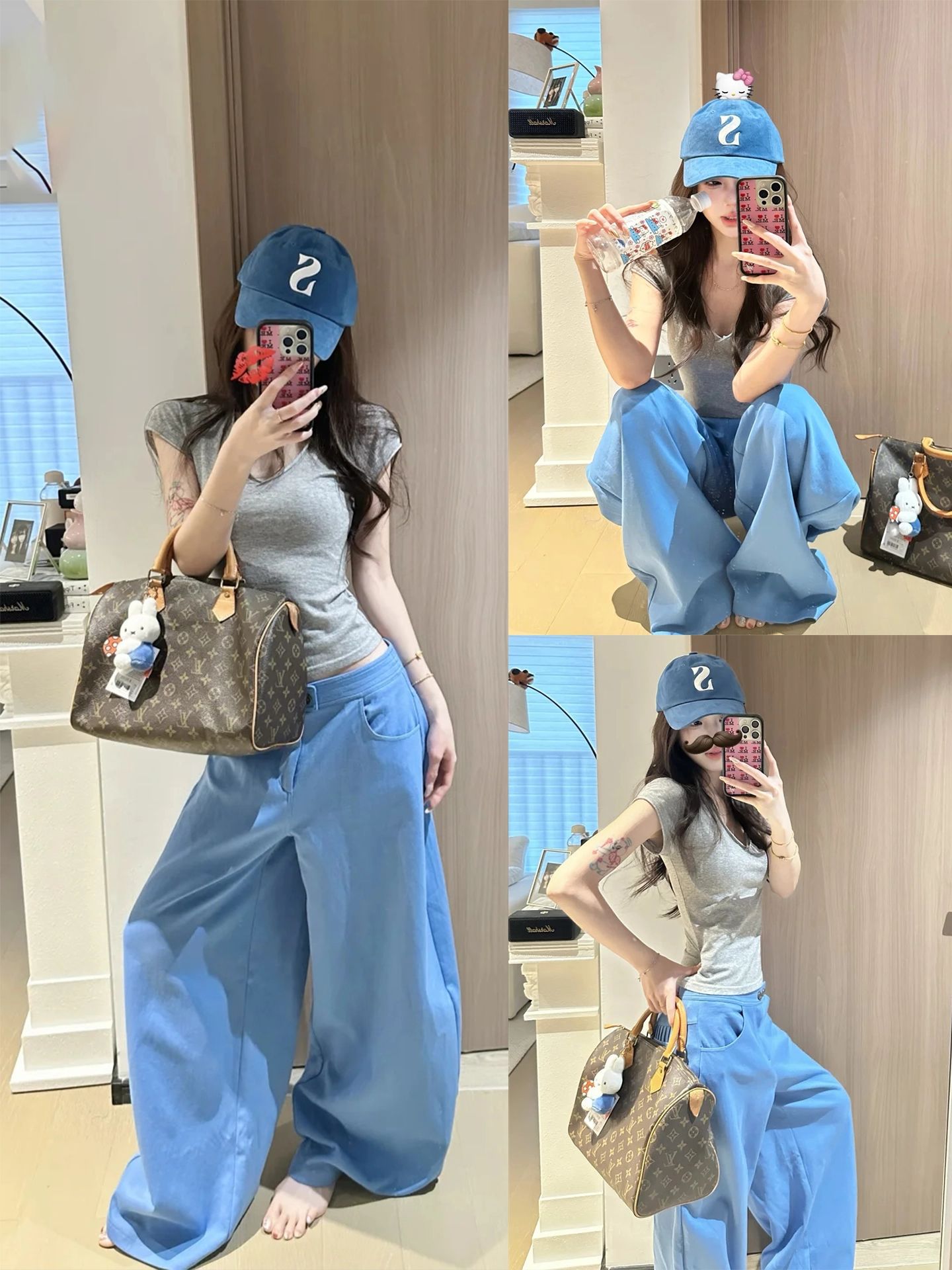 Pure Cotton Composite Milk Silk Lazy Style Relaxed Feel Scimitar Wide-Leg Pants for Women Autumn Design Versatile Casual Sweatpants