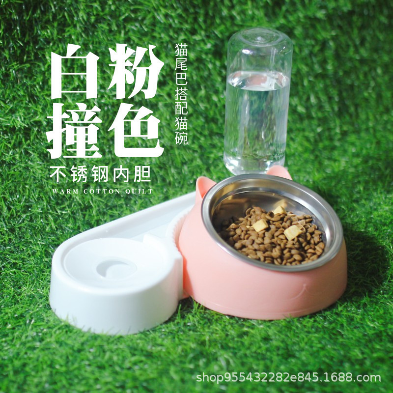 Tazón para mascotas Tazón doble de cerámica Bebida automática Tazón para comida para perros Teddy Tazón para arroz Bebida para mascotas Alimentador para perros Gato