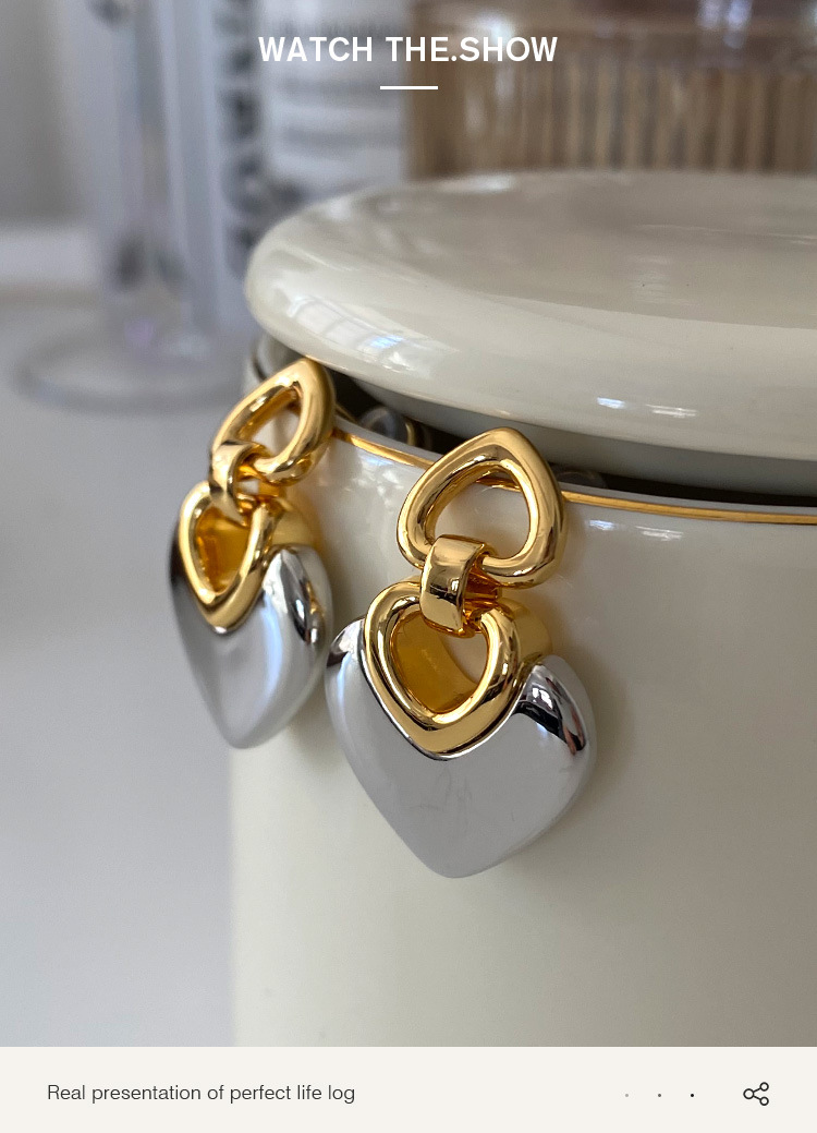 11g Weight 1 Pair Simple Style Heart Shape Plating Copper Alloy 18k Gold Plated Earrings