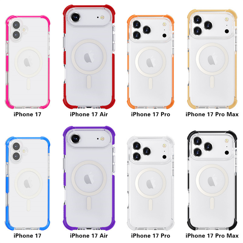 Suitable for Apple 17Promax Mobile Phone Case with Four Corners High Transparency Anti-Fall Armor Magnetic Color Matching 16 Anti-Fall 15 Protective Cover