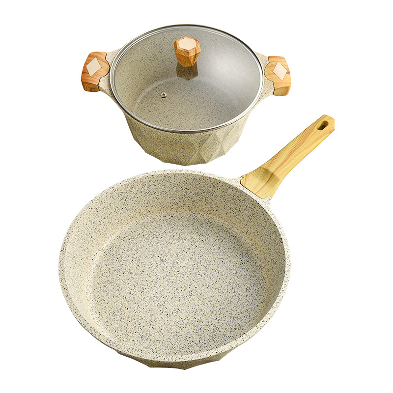 Shuaidebao olla de sopa transfronteriza olla de 10 piezas de fundición a presión olla doméstica olla europea y americana simple olla de aluminio de gran diamante