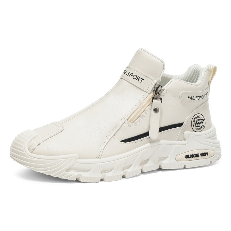 Zapatos de hombre de otoño zapatos de protección laboral de alto nivel para hombre deportes casuales antideslizantes y desgaste zapatos blancos cortos casuales botas Martin para hombre image 6