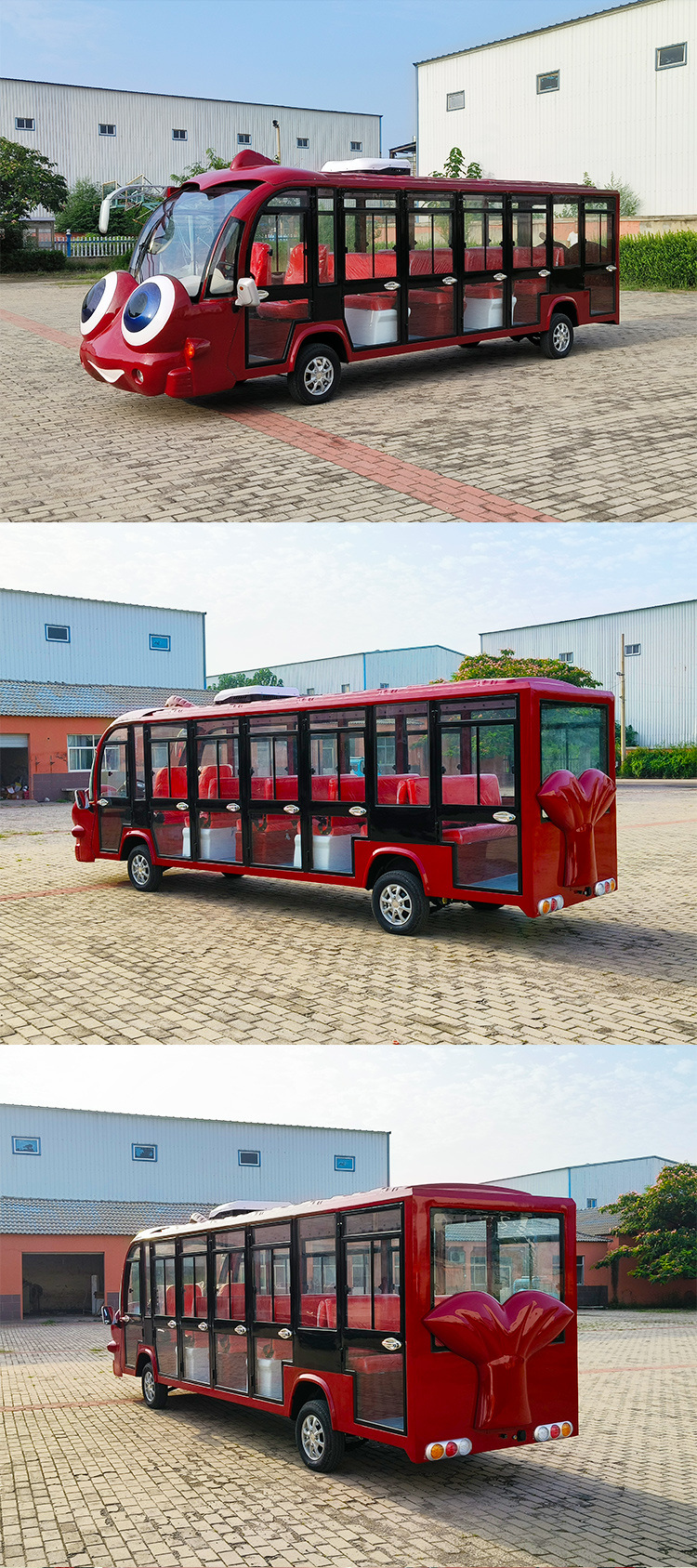 14-17 Seats Electric Cartoon Sightseeing Car Four-Wheel Scenic Spot Sightseeing Car Hotel B&B Shuttle Bus Tourism Sightseeing
