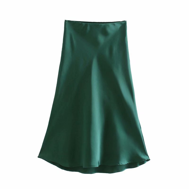 spring bloggers multicolor solid color satin skirt NSAM56897