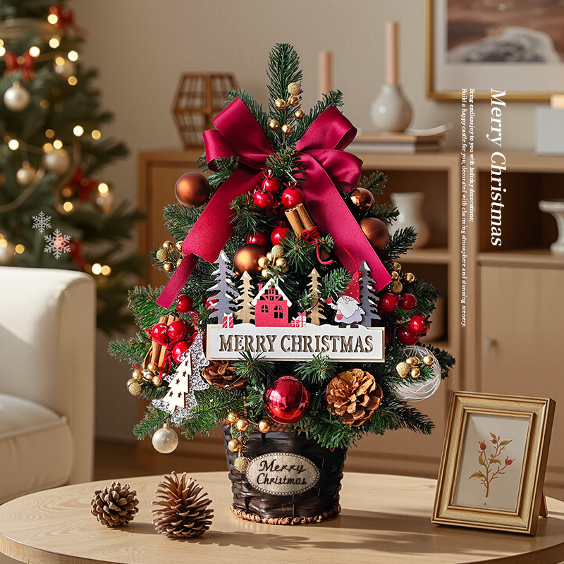 2026 nuevo árbol de Navidad para el hogar decoraciones de escritorio pequeñas paquetes de materiales DIY decoración de Navidad de lujo cifrado PE