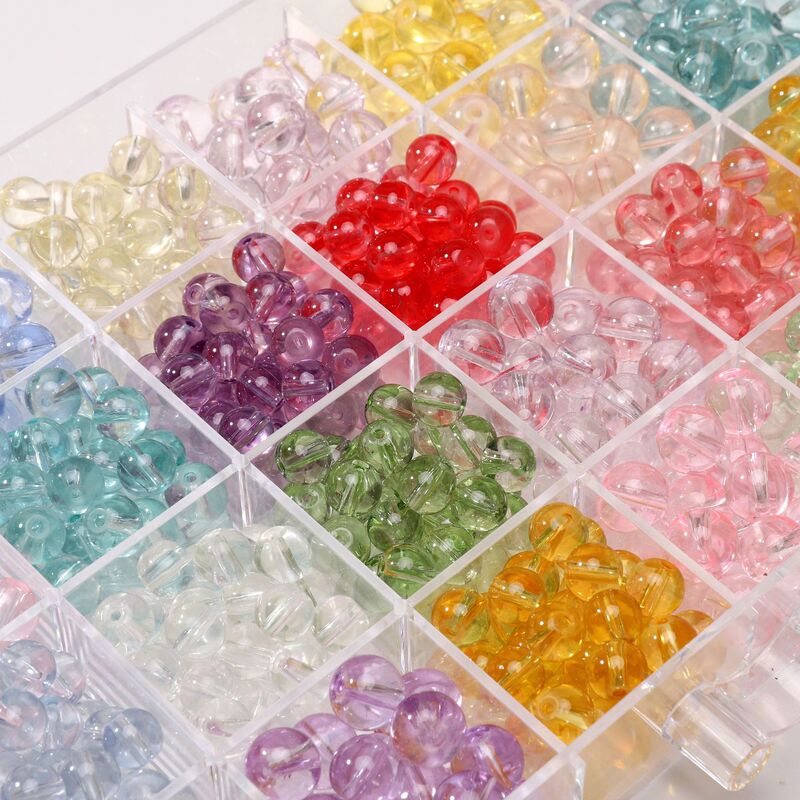 8-10mm High-Transparency Glass Round Beads Handmade DIY Beaded Bracelet Materials Earrings Necklace Jewelry Loose Bead Accessories