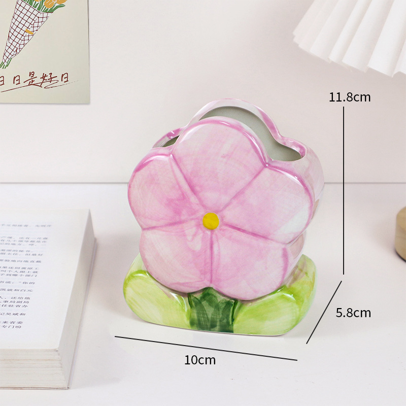 보라색 꽃 펜 홀더