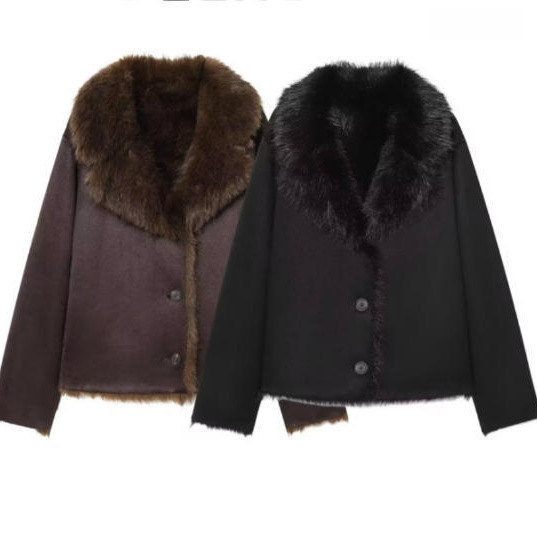 Cross-Border European and American Clothing Aliexpress Popular Double-Sided Artificial Fur Effect Jacket Cross-Border European and American Clothing Aliexpress Popular Double-Sided Artificial Fur Effect Jacket
