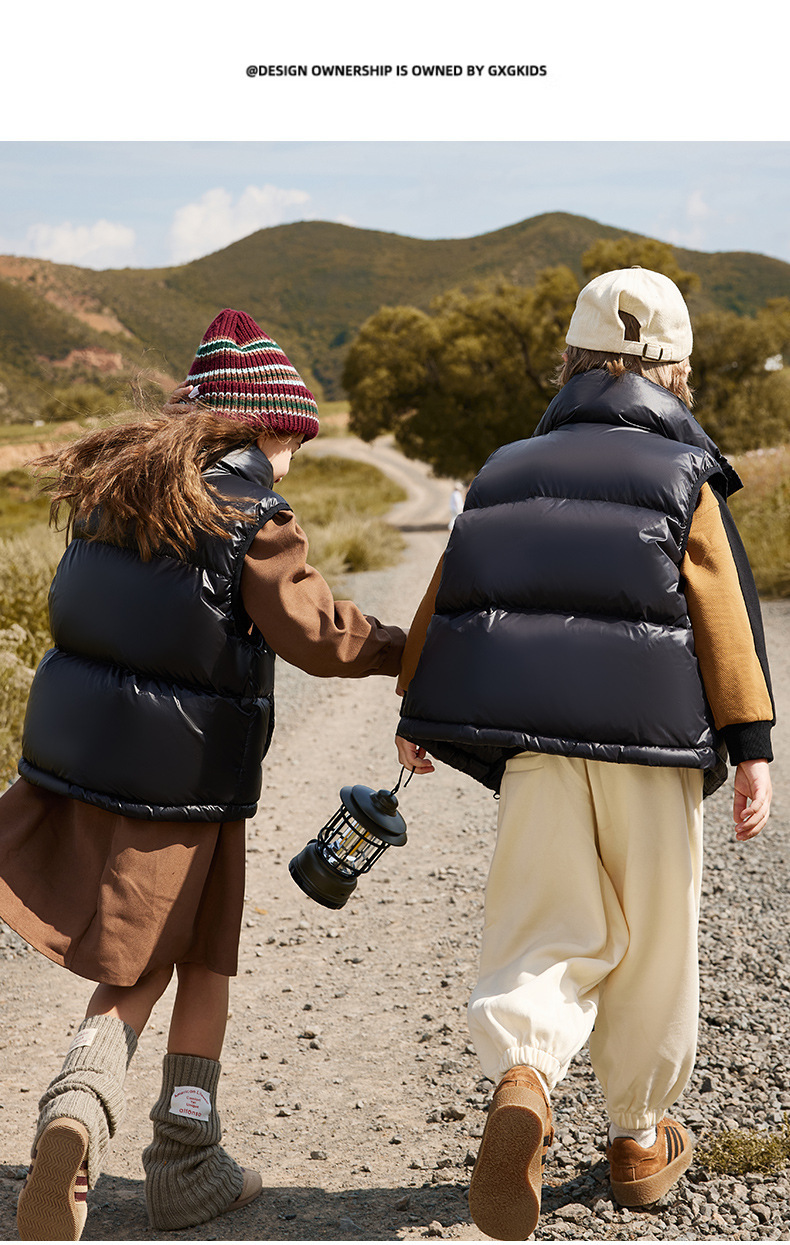 ​​Kids' Lightweight Down Vest – 90% White Duck Fill Puffer Sleeveless Jacket, Breathable & Warm, Unisex Layering Piece For School & Outdoor (Black)​​_voghion.com