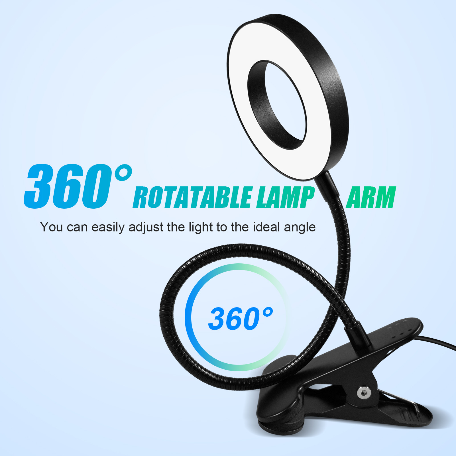 LED Gooseneck Clamp Lamp for Reading, Study, Bedside, and Desk Use &ndash; Compact USB Desktop Fill Light for Nail Art, Permanent Makeup, and Eyebrow Tattooing
