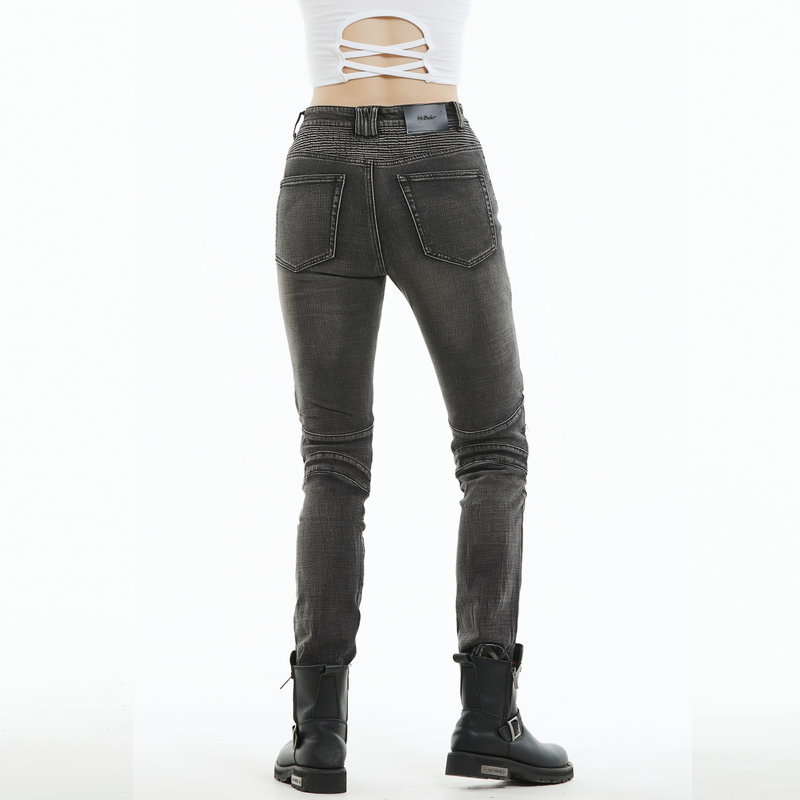 Pantalones de montar en motocicleta VOLERO Caballero femenino vintage apenado lavado motocicleta jeans resistentes a la caída de silicona equipo de protección