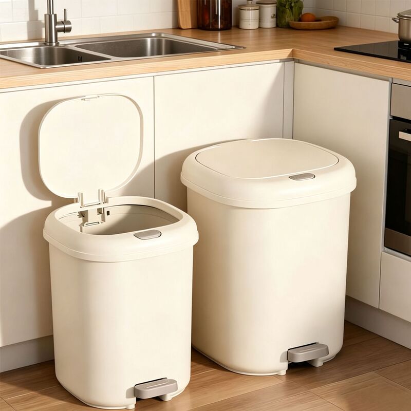 Italian Minimalist Style Trash Can for Home Use, Versatile Flip-Top Pedal Trash Bin for Living Room, Dormitory, Bathroom, and Toilet