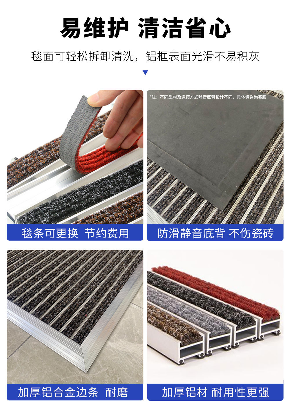 Wear-Resistant, Dust-Proof, Dirt-Resistant Floor Mats for Supermarkets, Shopping Malls, Car 4S Stores, Entrance Doorways, and Aluminum Alloy Floor Mats