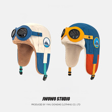 儿童款可爱飞行员雷锋帽子男女秋冬加绒保暖护耳帽骑车滑雪防寒帽