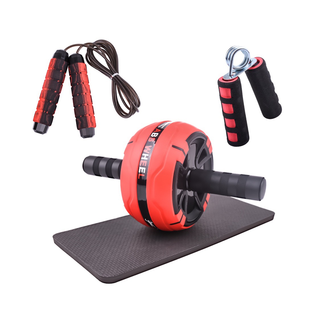 Tek tekerlekli fitness karın tekerleği kombinasyonu seti fitness 7 parçalı karın kas tekerleği tutucu kapsamlı eğitim ekipmanı çok fonksiyonlu
