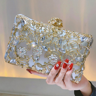 Golden Noble Dinner Bag, Luxury Small Square Bag, Celebrity Dress, Bridesmaid Bag, Mother-In-Law Wedding Banquet Bag, Party Annual Meeting Bag